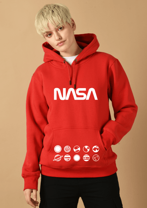 Nasa Printed Red Hoodie By Offmint-S