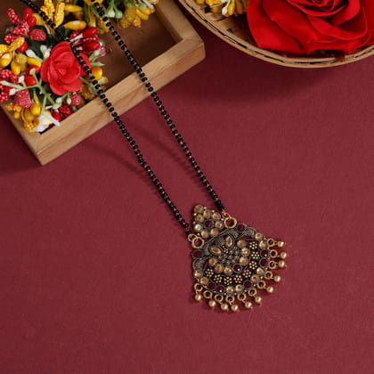 Gold Color Mangalsutra (MS295GLD)-Length: 44.00 CM x Width: 0.20 CM / Gold / Alloy With Good Quality Gold Plated