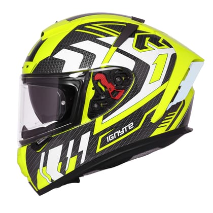 Ignyte IGN-4 Atomixx ISI/DOT Certified Full Face Graphic Helmet with Outer Anti-Fog Clear Visor and Inner Smoke Sun Shield (Glossy Fluo Neon White)-Medium 580 MM