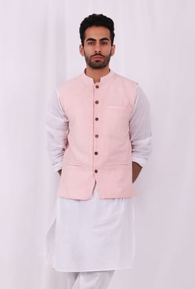 Pink Hand Block Cotton Nehru Jacket-42