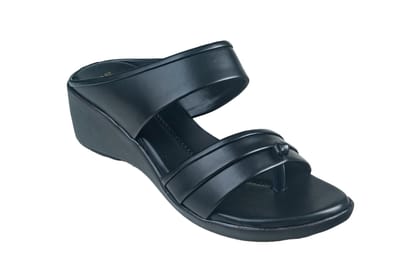 Trendz Ladies Black Chappal-Black/D. Grey / 3