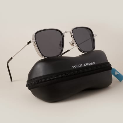 Voyage Black & Silver Retro Square Sunglasses MG2970-C1