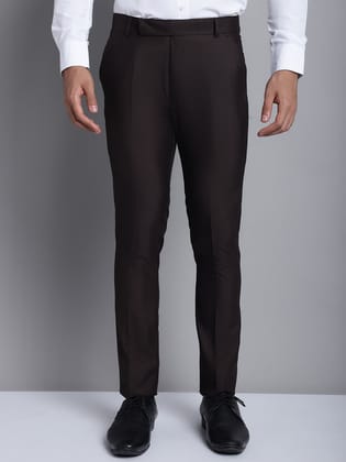 Indian Needle Men's Coffee Tapered Fit Formal Trousers-30 / Brown