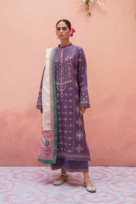 Zara Shahjahan S/S Luxury Lawn 23 Collection - Purple Suit Set