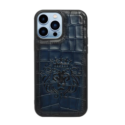 Apple iPhone Series Blue Deep Cut Lion Embossed Mobile Cover by Brune & Bareskin-11Pro