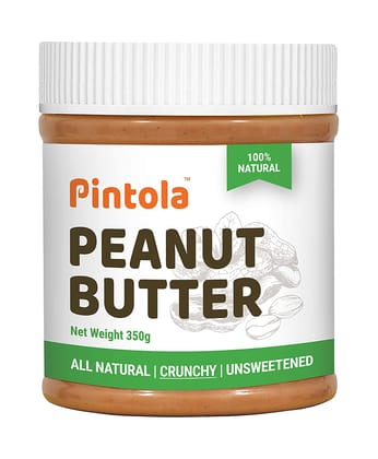 Pintola All Natural Peanut Butter - Unsweetened, Crunchy, 350 gm