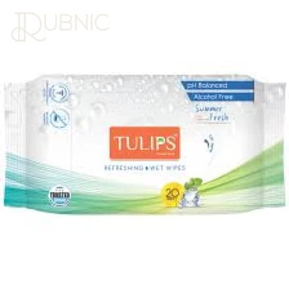 TULIPS Refreshing Wet Wipes - Summer Fresh with Green Tea Leaf Extract 20 wipes