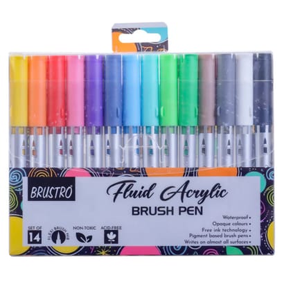 Brustro Fluid Acrylic Brush Pen Set Of 14-BRFABP14