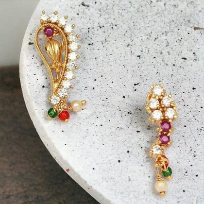 Pack Of 2 Gold-Plated Studded  Nosepin