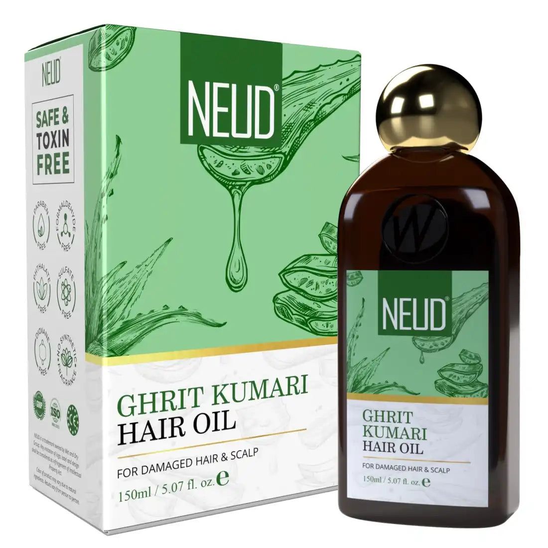 NEUD Ghrit Kumari Aloe Vera Hair Oil With Ratanjot, Bhringraj for Men and Women - 150 ml-1 Pack
