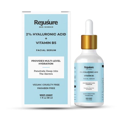 Rejusure 2 Hyaluronic Acid  Vitamin B5 Facial Serum - Intense Hydration  Glowing Skin - 30ml - Face Serum for Men  Women-Rejusure 2% Hyaluronic Acid + Vitamin B5 Facial Serum - Intense Hydration 