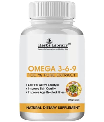 Herbs Library Omega 3 6 9 Supplement For Skin, Heart & Joint Health, 60 Capsules (Pack of 1)