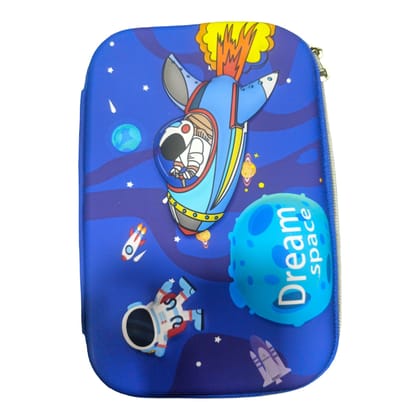 3d Dream Space Blue Design Embossed Pencil Pouch