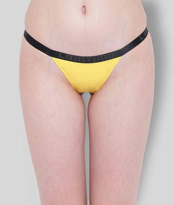 La Intimo - Yellow Nylon Solid Womens Thongs ( Pack of 1 ) - XL