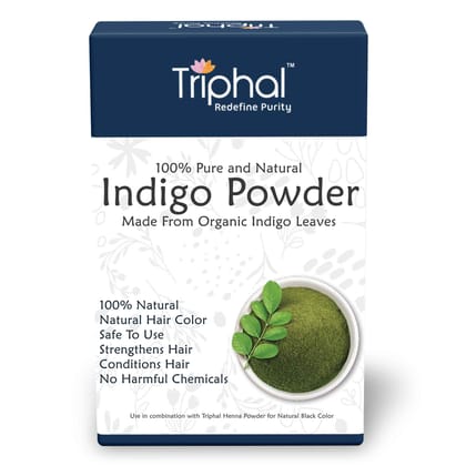 Indigo Powder for Natural Hair Coloring - Chemical-Free and Plant-Based Solution - Triphal-100g