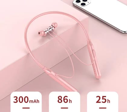 Bluetooth-compatible Wireless Magnetic Headphones-Pink / 300mA