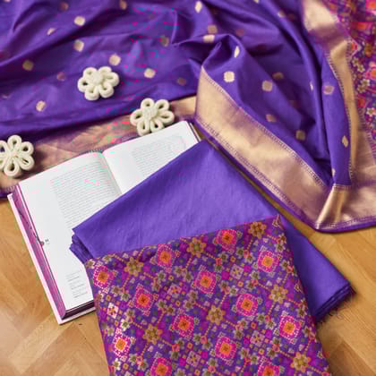 Purple Patola Meenadar 3 piece suit set
