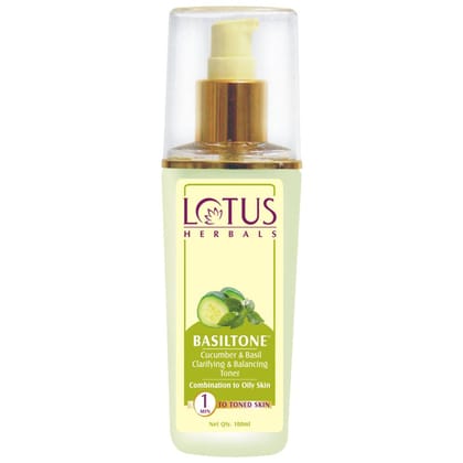 Lotus Herbal Basiltone Cucumber & Basil Clarifying & Balancing Toner (100ml)-100ml