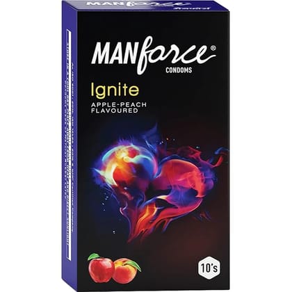 Manforce Ignite Apple-Peach Flavoured Extra Dotted Condoms - 10 Pieces (Pack of 2)