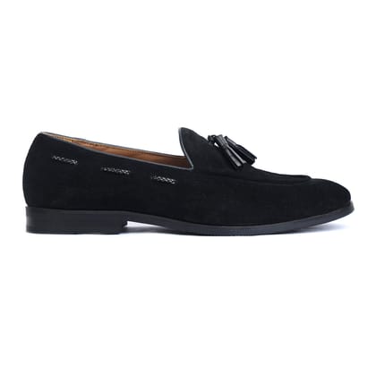 Black Suede Loafers With Tassels-UK5/US6/EU39