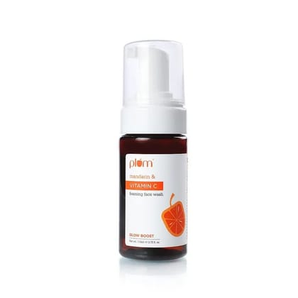 Plum Mandarin & Vitamin C Foaming Face wash, 110 ml | For Glowing Skin | For Gentle Cleansing | For Hyperpigmentation & Dull Skin | Sulphate-Free | 100% Vegan