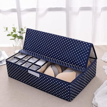 KATHIYAWADI Multi Compartment Foldable Storage Box/Closet Organizer/Drawer Organizer, 16 Grids For Underwear Closet Storage For Bra, Panty Innerwear Organizer For Wardrobe (Polypropylene, Fabric, Oxford)