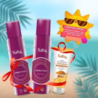 Combo of 2 Saba Ambition Deodorants with Saba Daily Moisturizing Facewash