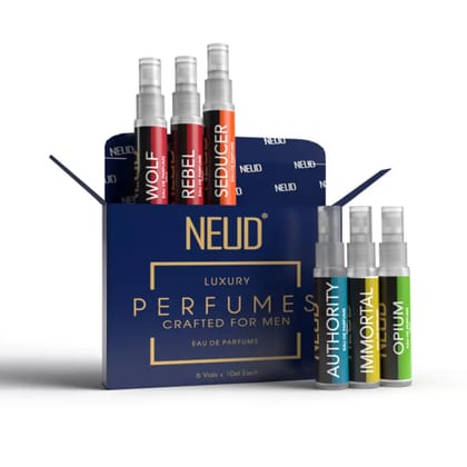 NEUD Luxury Pocket Perfumes for Men Long Lasting EDP - 6 Vials x 10ml Each-1 Pack