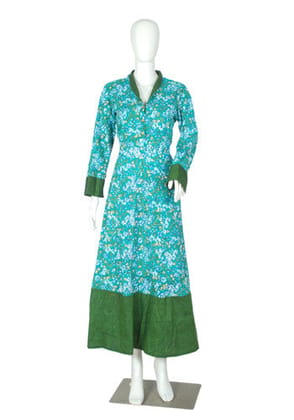 Light Blue and Green Blockprinted Dress-M