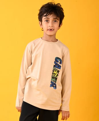 GAMER BEIGE LONG SLEEVES BOYS T-SHIRT - BEIGE-12-14 YEARS / 2N / BEIGE