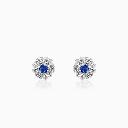 Silver Royal Blue Bloom Studs