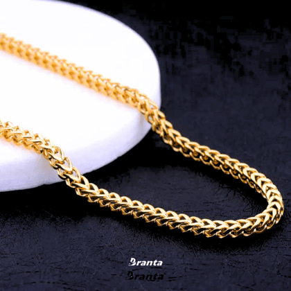 Gold Wheat Link Chain Necklace For Men (21 Inch)