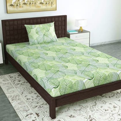 Garden Green Dry Leaves Single Bed Bedsheet-Single / Garden Green / SN1306