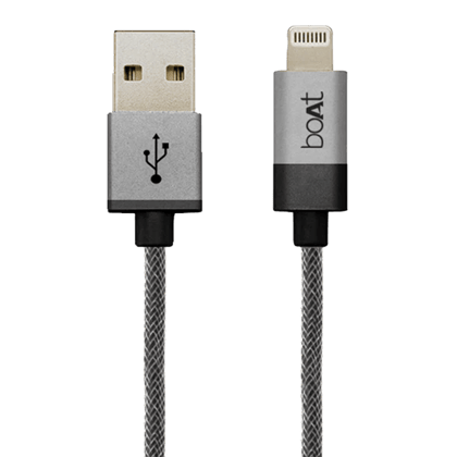 boAt Charger Lightning Cable 500 Apple Certified Cable 1 Meter | Apple iPhone Lightning Cable with 480mbps Data Transfer Speed Silver