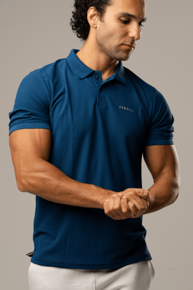 High-Performance Dry Fit Polo T-Shirt - Blue-XXL