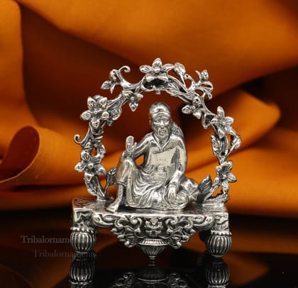 925 sterling silver handmade Divine Hindu idol deity Sai Baba statue murti divine Statue Sculpture figurine puja article gifting art163