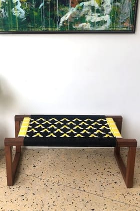 Sirohi Busy Bee Cotton Wooden Bench-Detachable Modern Legs