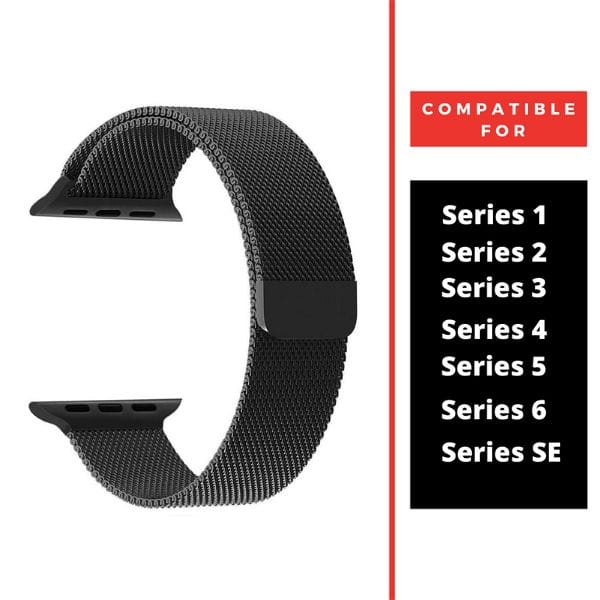 Black Chain Strap For Apple Watch Series SE GEN 2 (42mm/44mm/45mm/46mm/49mm)