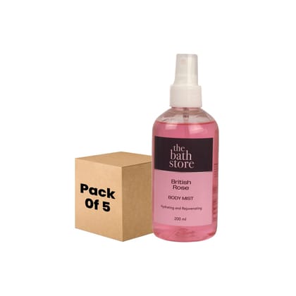 The Bath Store British Rose Body Mist - Refreshing Fragrance Women and Men  Long-Lasting Scent - 200ml Pack of 5-The Bath Store British Rose Body Mist - Refreshing Fragrance (Women and Men) | Lon