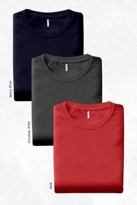 Pack 3 - Navy Blue, Red & Smoky Grey - Classic Crew-S