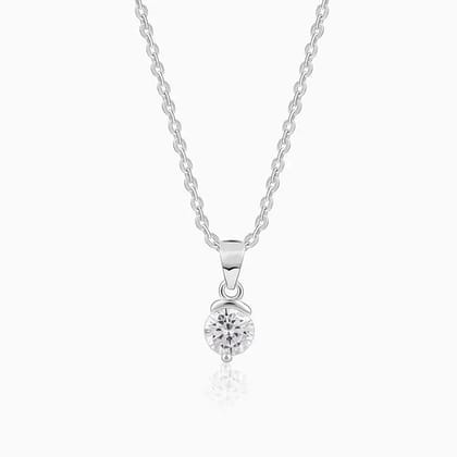 Silver Mini Solitaire Pendant with Link Chain