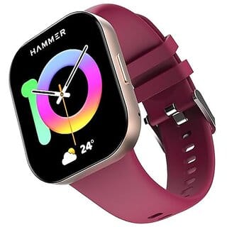 Hammer Robust 1.96" AMOLED Display Smart Watch for Men with BT Calling 410 * 502 PX Always on Display 800 Nits Multi Sports Modes 60Hz Refresh Rate (Wine Red)