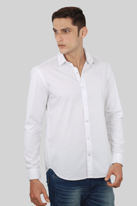 White Plain Cotton Shirt-M / White