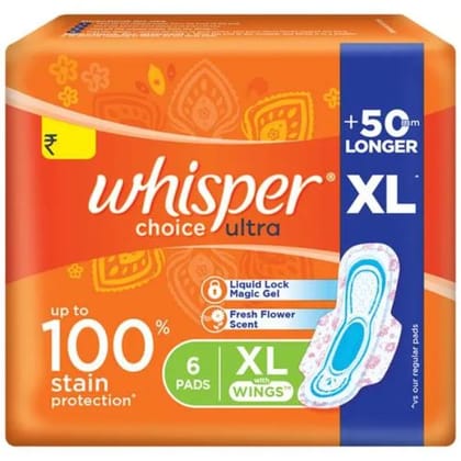 Whisper Choice Sanitary Pads XL 6 Pcs