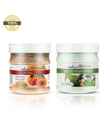 gemblue biocare Natural Pure Aloe vera Mask and Apricot Facial Scrub 800 gm Pack of 2