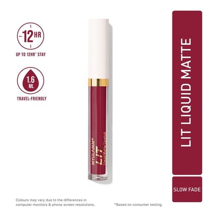 LIT Liquid Matte Lipstick - Slow Fade (Brown Mauve Shade) | Long Lasting, Smudge-proof, Hydrating Matte Lipstick With Moringa Oil (1.6 ml)Slow Fade