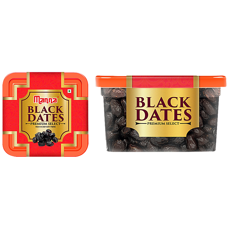 Manna Premium Black Dates, Natural, Rich In Dietary Fibre & Iron, 400 G