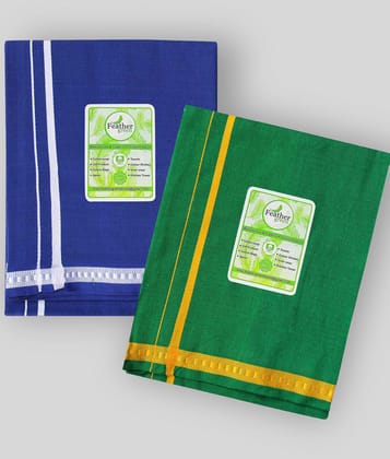 Feather Green - Multi Cotton Blend Mens Dhoti ( Pack of 2 ) - Free size