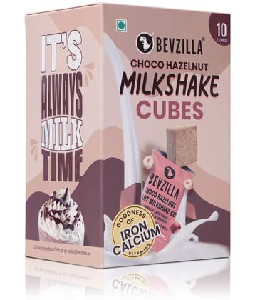 Bevzilla Choco Hazelnut Instant Milkshake 10 Cubes Pack with Organic Date Palm Jaggery, Zero Refined Sugar, Drop Stir & Enjoy