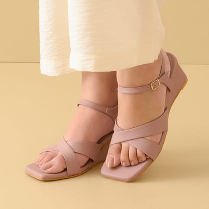 Cross Strap Lavender Wedge Sandals-35